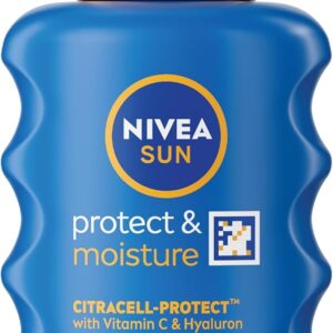 NIVEA SUN Protect & Moisture Sun Spray SPF 50+ (200ml), Moisturising Suncream Spray with Vitamin C and Hyaluron, Immediate UVA/UVB Protection, Fast-Absorbing No White Cast Formula
